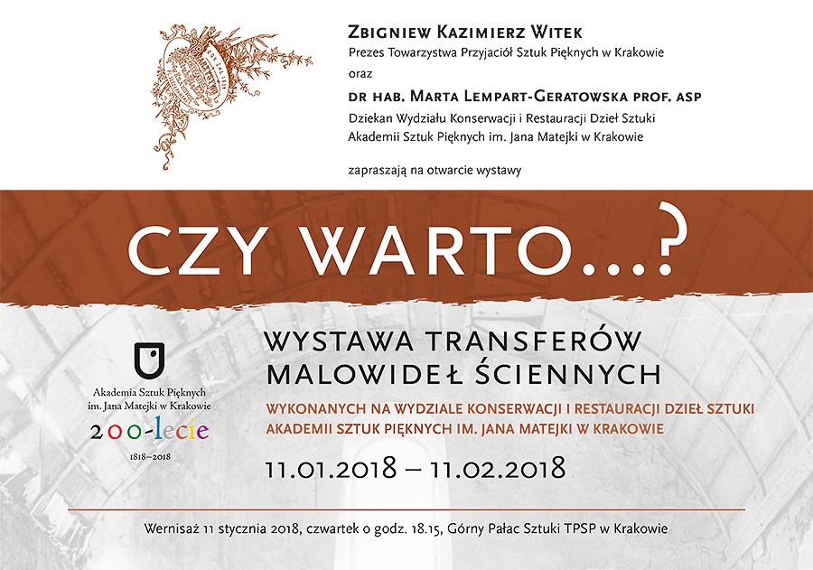 Wystawa transferów malowideł ściennych wykonanych na WKiRDS ASP im. Jana Matejki w Krakowie