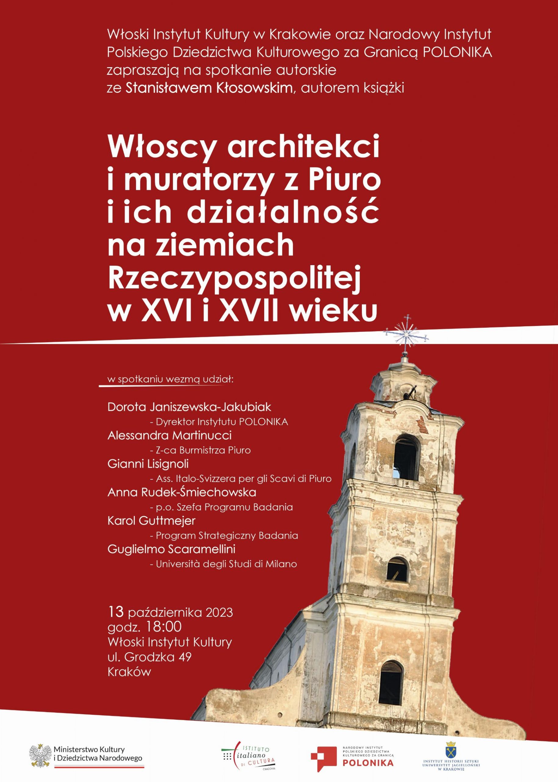 Prezentacja książki Stanisława Kłosowskiego „Architetti e Costruttori di Piuro nella Polonia del XVI e XVII secolo”